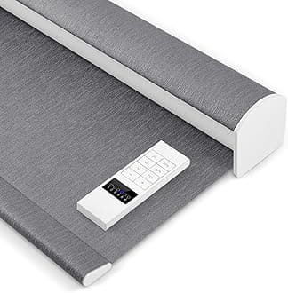 Zshine Motorized Blackout Window Blinds Customize Width (23-95 Inches) Remote Control Wireless and Rechargeable Roller Shades Blinds for Windows, Home, Office, Hotel, Club, Restaurant(82164D)