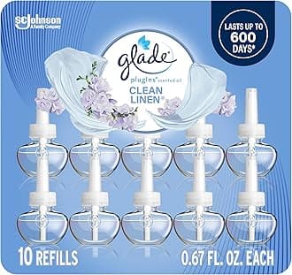 Glade PlugIns Refills Air Freshener, Scented and Essential Oils for Home and Bathroom, Clean Linen, 6.7 Fl Oz, 10 Count