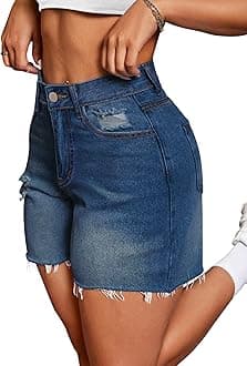 Jean Shorts for Women High Waisted Stretchy Casual Denim Shorts Ripped Frayed Hem Summer Trendy Jorts