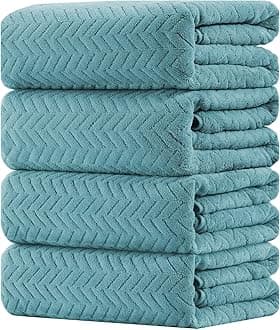 4 Pack Large Bath Towels Set 35"x70" Turquoise Oversized Bath Sheet Chair Towels, 600 GSM Ultra Soft & Absorbent Towels for Bathroom, Quick Dry Towel for Gym Hotel Camp Pool