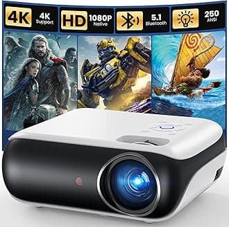 Projector, Bluetooth Projector 1080p, Portable Outdoor Projector With Speaker, 200" Support 9500L Mini Movie Projector Compatible with Smartphone/HDMI/USB/AV/Fire Stick