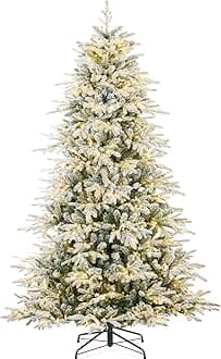 Best Choice Products Full Flocked Aspen Christmas Tree, 12ft Pre-lit Realistic Noble Fir w/ 1,800 Glowing LED Lights, 2-in-1 White & Multicolor