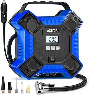 Air Compressor Tire Inflator Portable Air Pump for Car Tires, 12V DC Integrated Metal Structure Tire Pump 160PSI with LED Light for Cars, Bicycles, Motorcycles, and Other Inflatables(Blue)