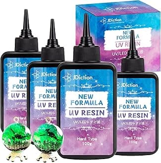 JDiction New UV Resin 400g; Crystal Clear UV Resin Solar Cure Sunlight Activated Hard Resin Kit for Jewelry Making, Casting and Coating, DIY Crafts