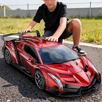 V991 2-in-1 Transform Robot RC Car, 1:10 Large Transform Toys Remote Control Car with Gesture Sensing, One-Key Deformation, LED Lights & Sound Effects, Cool Toy Gift for Boys and Girls 4-6 7 8 9(Red)