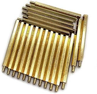 M3 50+6mm Male Female Brass Hex Standoff Spacer Screws PCB Pillars Screw Nuts, 20Pcs
