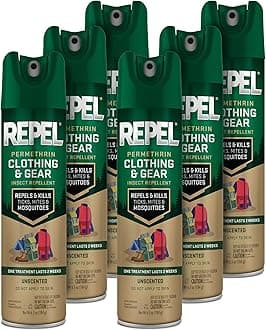 Repel Permethrin Clothing & Gear Insect Repellent, Use on Outdoor Gear, Tents and Sleeping Bags, Repels Mosquitoes, Ticks, Mites, (Aerosol Spray), 6.5 Fl Oz (Pack of 6)