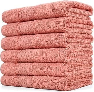 Ultra Soft Washcloths 6 Pack Cotton Face Cloths Wash Cloths Set - Large Bathroom WashCloth 13 x 13 Inches (Coral)