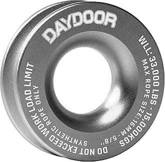 DAYDOORWinch Recovery Ring, 66,000 Lbs Winch Towing Ring for Soft Shackle and Synthetic Rope, ATV UTV SUV Truck Off-Road Vehicle Towing Recovery(Gray)