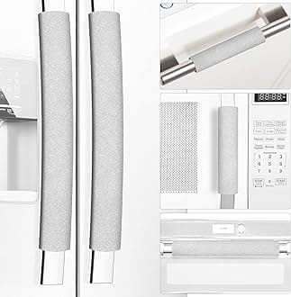 Refrigerator Door Handle Covers, Set of 5, Keep Your Kitchen Appliance Clean from Smudges, Drips, Food Stains, Oil, Handmade Decor Protector for Fridge, Ovens, Dishwashers (Light Grey)