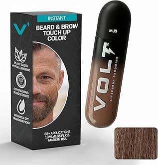 Grooming Instant Beard Color Single Pack - Smudge and Water Resistant Quick Drying Brush on Color for Beards and Mustaches - 0.35 Fl Oz (10 ml), Mud (Brown)