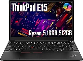 ThinkPad E15 Business Laptop (15.6" FHD IPS Anti-Glare, 16GB RAM, 512GB SSD, AMD Ryzen 5 5500U (Beats Intel i7-1165G7)), Numeric keypad, Webcam, Ethernet, Wi-Fi 6, Win 10 Pro/Win 11 Pro