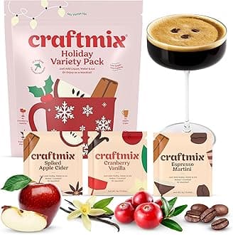 Holiday Variety Cocktail & Mocktail Drink Mixer, Skinny Mixes - Water Flavoring Packets - Made With Real Ingredients - Vegan, Low-Carb, Low-Sugar, Non-GMO, Dairy Free, Gluten Free, 12 Pack