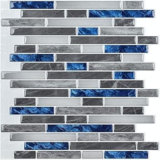 Art3d Peel and Stick Brick Kitchen Backsplash Self-Adhesive Wall Tile Stone Design, 10 Sheets 30x30cm Blue Marble