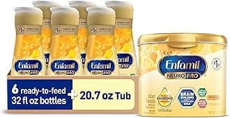 Enfamil NeuroPro Baby Formula, Infant Formula Nutrition, 2'FL HMO, & Omega-3 DHA, Perfect Choice for Baby Milk, Non-GMO, Powder Tub, 20.7 Oz + Ready-to-Feed Infant Formula, Liquid, 32 Fl Oz (6 Count)