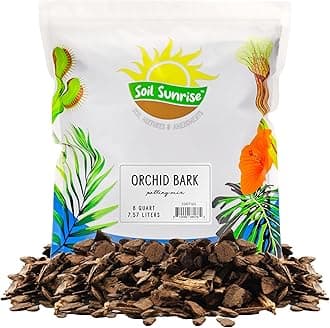 Soil Sunrise 100% Organic Orchid Potting Bark (8 Quarts) All-Natural USA-Sourced Pine Bark Orchid Mix Additive