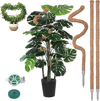 3 Pack Moss Pole, 50 Inch Monstera Plant Support, Tall Moss Poles for Climbing Plants Indoor DIY, Coco Coir Plant Pole Moss Plant Stick Support Stake Kit for Potted Plants, Pothos, Philodendron