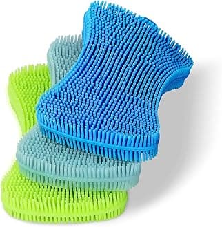 Geloo.Silicone Sponge Dish Brush, Double Sided Cleaning Brush for Dishes, Kitchen Gadgets and Accessories (3 Pack)