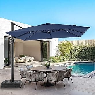 HOMSHADE 9X12FT Cantilever Patio Umbrella, Large Aluminum Rectangle Outdoor Offset Umbrella with 360-Degree Rotation, 5-Year Fade Resistance for Patio Outdoor Pool Deck Garden (Navy Blue)