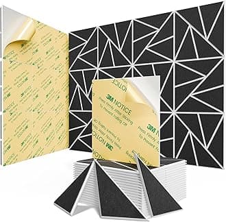 22 pack Acoustic Panels With Self-Adhesive, 12"X 12"X 0.4"Sound Proof Foam Panels, Sound Panels High Density, Soundproof Wall Panels for Home Studio Office- WhiteBase + BlackFace V1
