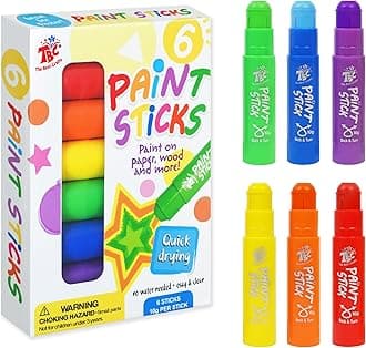 TBC The Best CraftsPaint Sticks, 6 Classic Colors, Washable, Non- Toxic, Tempera Paint Sticks for Kids and Student(6 Colors)