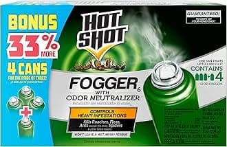 Hot Shot 96181-1 Indoor Pest Control Fogger, 4-Count Bonus Size, 6-Pack