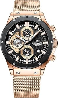 Fashion Stainless Steel Mesh Band Chronograph Quartz Watch for Men Auto Date Sport Waterproof Analog Wrist Watches