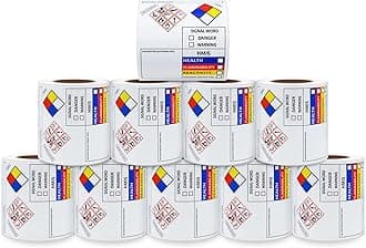 SDS OSHA Data Labels for Chemical Safety 3×4 Inch MSDS Stickers with GHS Pictograms HMIS & Hazard Compliant Secondary Containers, 100 Stickers Per Roll（10 Rolls）