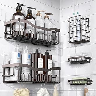 Shower Caddy 5 Pack,Adhesive Shower Organizer for Bathroom Storage&Home Decor&Kitchen,No Drilling,Large Capacity,Rustproof Stainless Steel Bathroom Organizer,Shower Shelves for Inside Shower-Standard