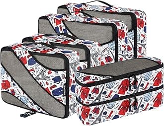 BAGAIL 6 Set Packing Cubes,Travel Luggage Packing Organizers(6Set Paris Mode)