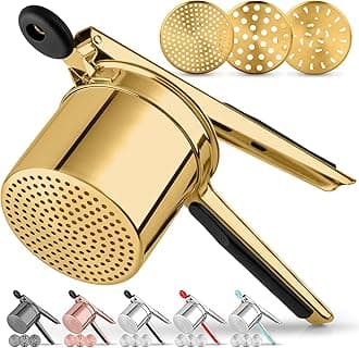 Zulay Kitchen Premium Large 15oz Potato Ricer, Heavy Duty Professional Stainless Steel Potato Masher and Ricer Kitchen Tool, Press and Mash Kitchen Gadget - Gold/Black