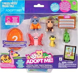 Adopt Me!Pets Multipack Tropical Time - Hidden Pet - Top Online Game - Exclusive Virtual Item Code Included - Fun Collectible Toys for Kids Featuring Your Favorite Pets, Ages 6+
