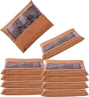 JD FRESH 10 Pcs Large Non-Woven Saree Covers For Storage/Multi-Purpose Lehenga Storage Bag/Saree Bags with Zip/Clothes Covers for Dresses/Sarees/Lehengas (14x17 Inch)