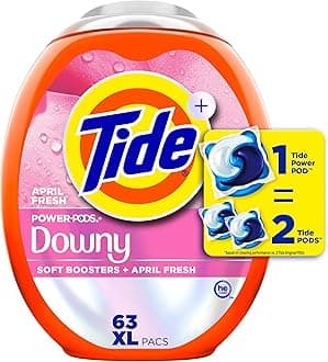 PODS 2-in-1 Laundry Detergent Pods with Downy Soft Boosters, Lasting Freshness with April Fresh Scent, Laundry Soap Pods, 63 Count