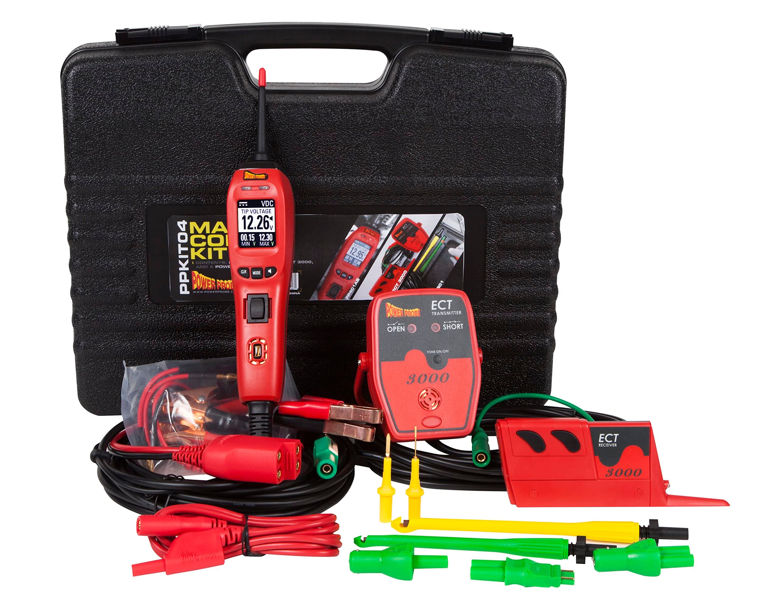 Power Probe PPKIT04 Power Probe 4 Master Combo Kit with PPECT3000, Supplies Power/Ground, Signal Testing (AC-RMS, Frequency, Pulse Width), Fuel Injector & PCM/ECM Driver Testing, 12–24V