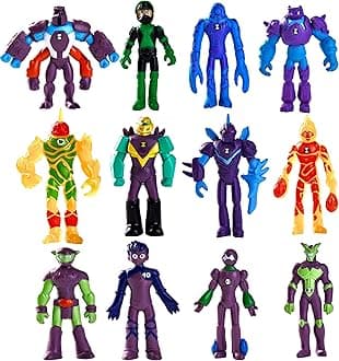 Set of 12 pcs Omnitrix Action Figures, Exclusive Collection Toys, Anime Character Figurines with Cake Toppers, Alien Hero Themed Party Decor Birthday Party Cake Decoration Supplies