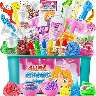 YOPINSAND Ice Cream DIY Slime Kit for Girls, Glimmer Crunchy, Confetti Slime Making Kit for Girls, Butter, Foam, Cloud Slime with Add-ins, Foam Balls, Charms, Party Favors Gift Toys for Kids 3-12