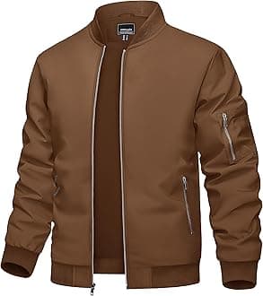 TACVASEN Men's Bomber Jacket Lightweight Casual Spring Fall Windbreaker Zip Up Coat with Pocket