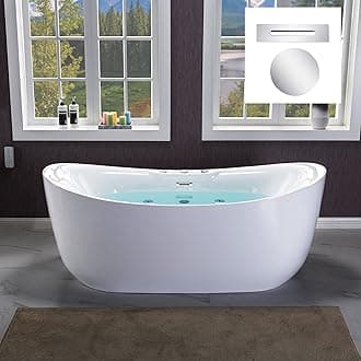 WOODBRIDGE 71" x 31 1/2" Whirlpool Water Jetted and Air Bubble Freestanding Bathtub , B0034