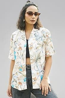 Leriya Fashion Women's Rayon Oversized Fit Crop Top Korean Style Long Sleeve Oversized Button Down | Workwear Top for Office & Casual Wear