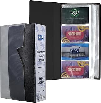 Skrill 1000 Card Visiting Card Holder, Business, Credit, Debit, ID Card Holder/Organizer Holds 1000 Cards (Black)