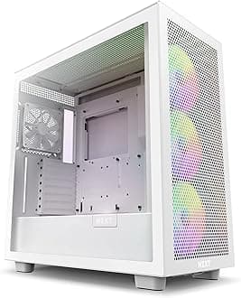 NZXT H7 Flow RGB - CM-H71FW-R1 - ATX Mid-Tower Gaming PC Case - USB-C Port - Mesh Front & Tempered Glass Side Panel - 3 x F-Series 140 mm Core RGB Fans Included - Water Cooling Ready - White