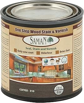 SamaN SAM-310-8 8-Ounce Interior Stain for Fine Wood for Seal, Stain and Varnish, Coffee