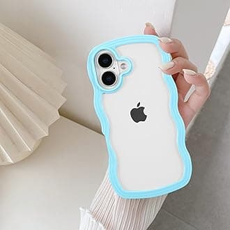 QLTYPRI Compatible with iPhone 17 Case, Cute Curly Wave Frame Clear Case for Girls Women, Transparent Soft Silicone TPU Bumper Shockproof Protective Cover for iPhone 17 - Sierra Blue