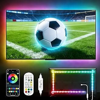 TV LED Backlight, 23ft TV LED Lights for 75-100 inch,RGB TV Backlight Behind,USB Strip Lights Behind TV, Color Changing Sync with Music, Bluetooth App Controlled Led Lights for Bedroom Home Decor