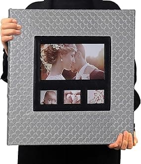 RECUTMS Photo Album 4x6 600 Photos,Extra Big Capacity Leather Cover Wedding Family Photo Albums Holds 600 Horizontal and Vertical 4x6 Photos with Black Inner Pages(Grey)