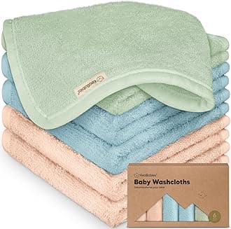KeaBabies 6-Pack Baby Washcloths - Soft Viscose Derived from Bamboo Washcloth, Baby Wash Cloths, Baby Wash Cloth for Newborn, Kids, Bath Baby Towels, Face Towel, Face Cloths for Washing Face(Mellow)