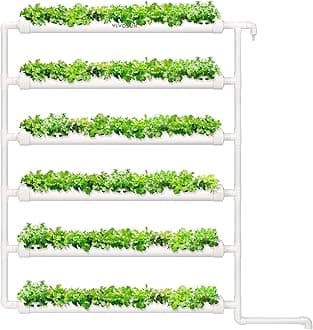 VIVOSUN Hydroponic Grow Kit, 54 Plant Sites 6 Food-Grade PVC-U Pipes Hydroponics Planting System with Water Pump, Pump Timer, Nest Basket and Sponge for Leafy Vegetable