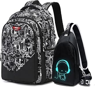 - Large Nylon Backpacks for Boys & Girls, Waterproof Satchel with Print, School Bags for 8-16 Years