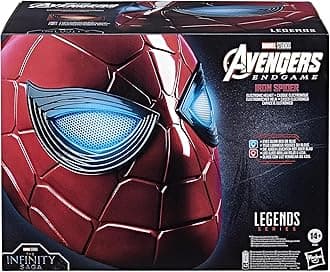 Spiderman Marvel Legends Series Iron Spider Electronic Helmet with Glowing Eyes, 6 Light Settings and Adjustable Fit, Red